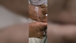 Cream On Bright Green African Feet And Foot