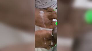 Cream On Bright Green African Feet And Foot