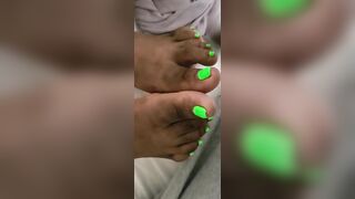 Cream On Bright Green African Feet And Foot