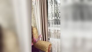 Student waiting for fucker from work, striptease with talk