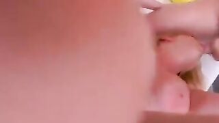 Big Titted blonde Jesse blows and fucks 2 dicks