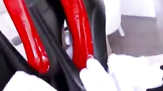 Big Titted blonde Jesse blows and fucks 2 dicks