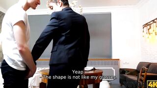 TUTOR4K. Tricky boy manages to drill older tutor into african pantyhose