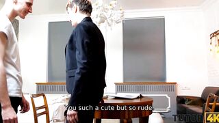 TUTOR4K. Tricky boy manages to drill older tutor into african pantyhose