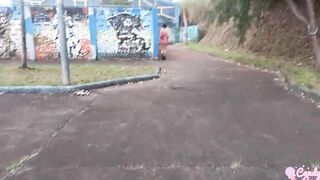 sweet 18 yo was pee into outdoor and had to suck a huge cock