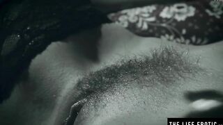A finger inside her tight butt while she massage her unshaved vagina eagerly