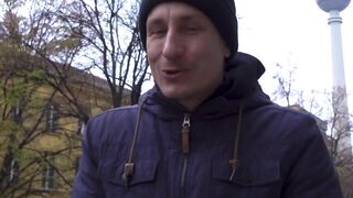 Skinny dark hair double nailed into the park
