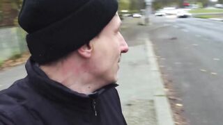 Skinny dark hair double nailed into the park