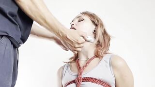 Blonde lover get bound up and gave HEAD