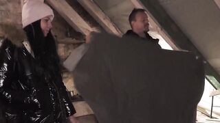 Petite dark haired goddess takes 2 cocks