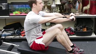 Workout enthusiastic homo exercises in spitroast threesome