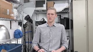 Cute blond gay boy bounces on BBC like a pro for cash