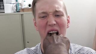 Cute blond gay boy bounces on BBC like a pro for cash
