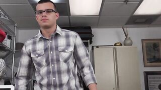 Nerd homo with glasses pleasures monster black cock for cash