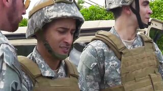 Ebony hunk spitroasted by army buddies on majors orders