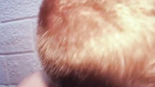 Blonde soldier sucking big cocks before group jerking off