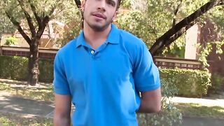 Handsome guy tricked by a bitch to dick a gay hunk in van