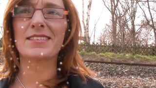 German older housewife approached on the street for sex casting