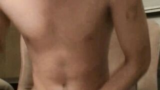 Naughty straight guy Chad Turner slides his meaty cock in the fleshlight with his fri