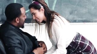 BlackCockLove.com - Big black cock teacher railing hard at students teen pussy rough