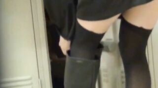 NipponSexTV.com - Classy Japanese businesswoman publicly plays with her pussy