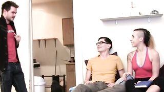 FuckingStraightBoys.com - Hung dick impresses horny chick in FMM threesome