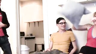 FuckingStraightBoys.com - Hung dick impresses horny chick in FMM threesome