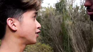 Naughty Asian bottom Pierce Brooks teases black stud Tony Genius into breeding him