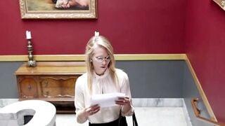 Blonde business woman Dakota James in FFM BDSM sex in The Upper Floor