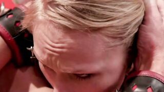 Blonde business woman Dakota James in FFM BDSM sex in The Upper Floor