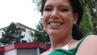 Chubby German persuaded to have sex on the street