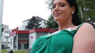 Chubby German persuaded to have sex on the street