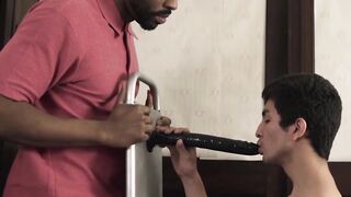 SayUncleNetwork.com - Twink's mouth services ebony cock before a raw interracial poun