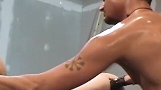 Derrick Hanson fists Joshua Adams and Steve Harris, fisting them hard and bringing th