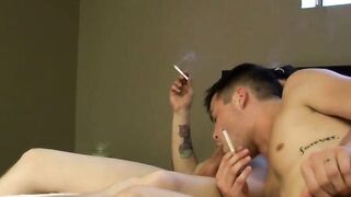 Big cock Ian Madrox doggystyled the hungry ass of horny Dustin Fitch in a smoke sex