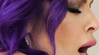 Mason delivers a massive cream of cum wad from his hardon all over TS Foxxy