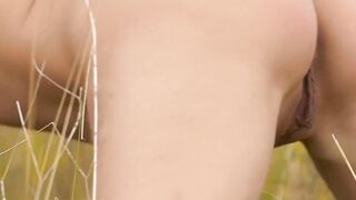 Perfect body brunette Demi Fray shows of her exceptional ass and pussy outdoors
