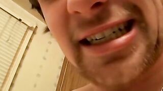 Hairy cocked straight dude jerks off his dick solo and cums