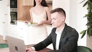 Ohana Slender is busy preparing dinner while her BF Charlie Dean tries to finish up with work. There's a chance their date night will be destroyed by work, but Ohana is ready to pull out all the stops to make sure things go her way. Sitting down opposi