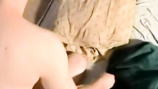 Amateur twink sucks huge dick and deep throats it