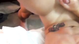 Twink films and watches guys fucking raw before joining