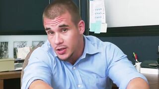 Horny boss relaxing and waching two hunks fucking hard