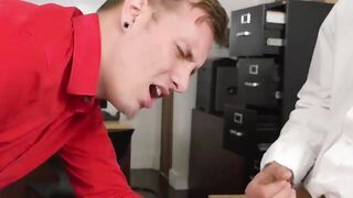 Cute intern gets his asshole destroyed by a big fat dick