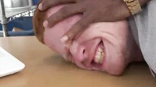 Horny ginger cracker gets filled with a large black cock