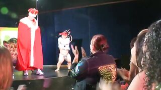 Kinky amateur babe deepthroats hard and thick stripper cock