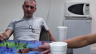 Three military jocks hop on the anal train