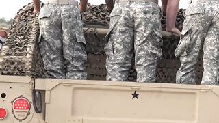 Military bottom fucked on the humvee by hung hunk
