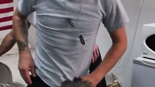 Adorable soldiers hardcore chain fucked after sucking BBC