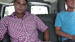 Straight guy taps man booty with pleasure in the van