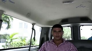 Straight guy taps man booty with pleasure in the van